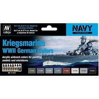 Vallejo Model Air Kriegsmarine WWII German Colors 8 Colour Acrylic Airbrush Paint Set [71615]