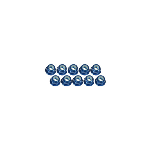 3MM Alum. Flanged Lock Nuts - 10Pcs Blue - 3Rac-Nf30/Bu
