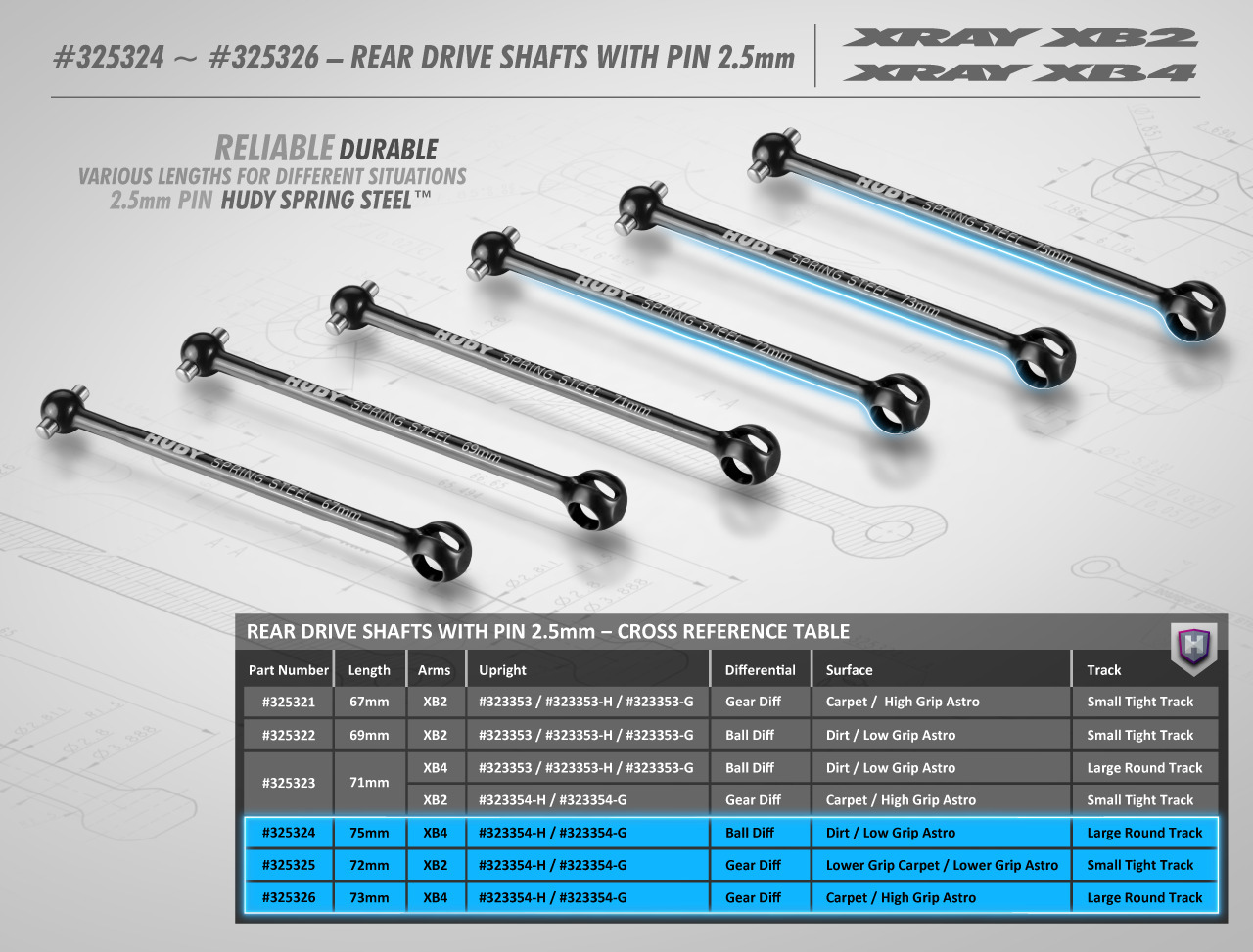 Arbre De Transmission Universel XRAY – Acier Hudy Spring Steel, Réf 355200, Neuf