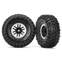 "T/XAS TIRES & WHEELS, ASS, GLUED, TRX-4, SATIN WHEELS, CANYON TRAIL 1.9 TIRES (2)"