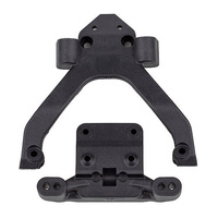RC10B6.4 Front Top Plate and Ballstud Mount, angled carbon