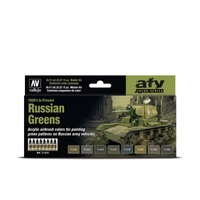 Vallejo Model Air Russian Greens (1928's to Present) 8 Colour Acrylic Paint Set [71613]