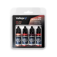 Vallejo True Metallic Metal Ruby Red - 4 Colour Paint Set