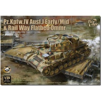 Border Model 1/35 Pz.Kpfw.IV Ausf. J Early/Mid & Railway Flatbed Ommr Plastic Model Kit [BT025]
