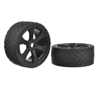 Team Corally - XL6S - Tires - Sprint RXA - Street Tires - Low Profile - Glued on Black Rims - 1 Pair