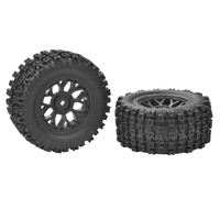 Team Corally - Tire set Glued on Black Rims - 1 pair