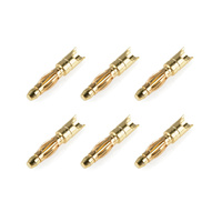 Team Corally - Bullit Connector 2.0mm - Male - Spring Type - Gold Plated - Wire Straight - 6 pcs