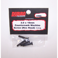 ###(DISCONTINUED)DUBRO 2290 3.0MM X 16 FLAT-HEAD SOCKET SCREWS (4 PCS/PACK)