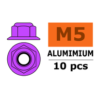 G-Force Aluminium Nylstop Nut M5 - Flanged - Purple (10)