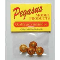 Pegasus 1/24 Disc Brake and Caliper (4) 19" Gold for Scale Models [1094]