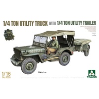 Takom 1/16 1/4 Ton Utility Truck with 1/4 Ton Utility Trailer Plastic Model Kit