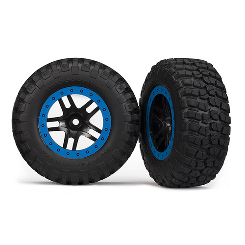 TRAXXAS  TYRE & WHEEL GLUED (SCT SS BLK/BLUE 4WD)