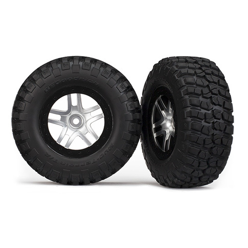 TRAXXAS TYRES AND WHEELS ASSY SATIN CHROME SLASH
