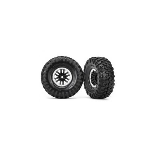 "T/XAS TIRES & WHEELS, ASS, GLUED, TRX-4, SATIN WHEELS, CANYON TRAIL 1.9 TIRES (2)"