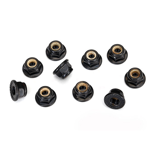 TRAXXAS 4MM FLANGED NYLON LOCKING (BLACK) (10)