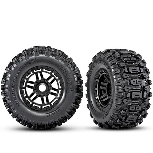 TRAXXAS T & W ASS (BLK) DUAL PROFILE (2.8' OUTER 3.6' INNER) SLEDGEHAMMER(2) (17MM SPLINED)