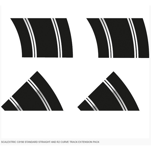 SCALEXTRIC C8198 STANDARD STRAIGHT AND R2 CURVE TRACK EXTENSION PACK