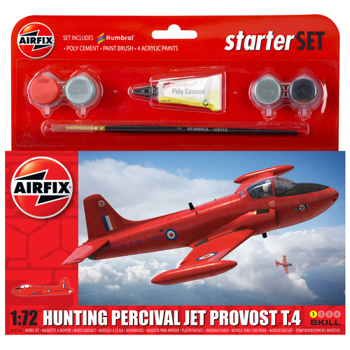 AIRFIX SMALL STARTER SET - HUNTING PERCIVAL JET PROVOST T3 1:72 - NEW LIVERY