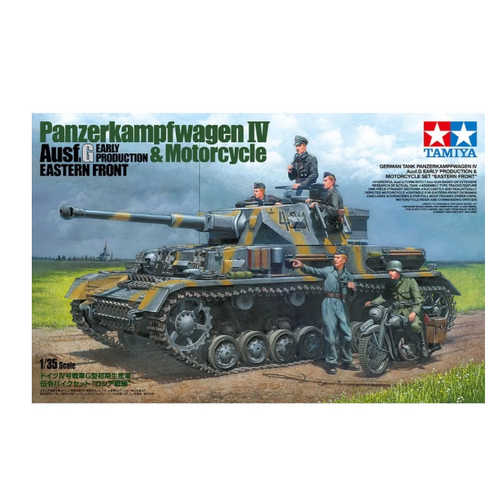 Tamiya 25209 1/35 German Tank Panzerkampfwagen IV Ausf.G Early Production and Motorcycle Set