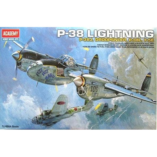 Academy 1/48 P-38 Combination Version Lightning Plastic Model Kit [12282]