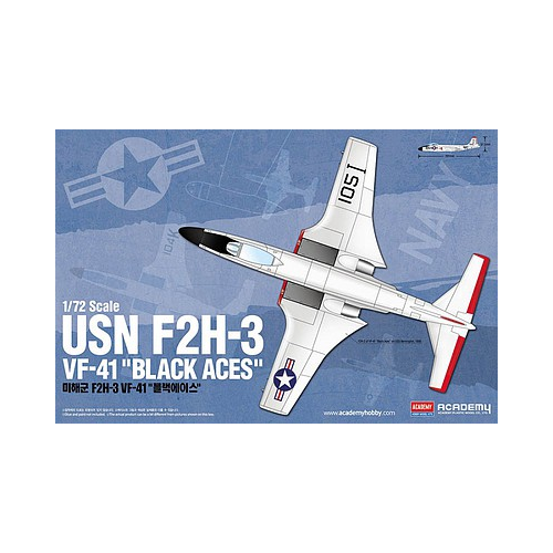 Academy 1/72 USN F2H-3 VF-41 "Black Aces" Banshee Plastic Model Kit [12548]