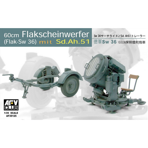 AFV Club 1/35 German SW-36 60cm Searchlight/With Sd.Ah.51 Trailer Plastic Model Kit [AF35125]