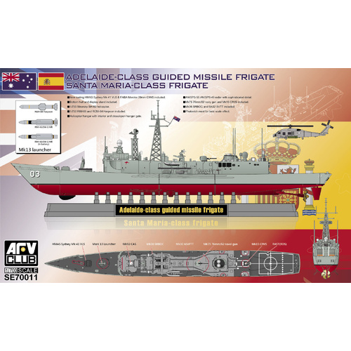AFV Club 1/700 Adelaide/Santa Maria Class Plastic Model Kit *Aust Decals*