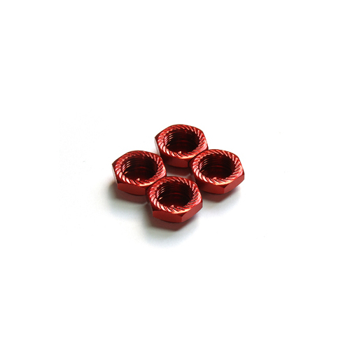 Serrated Cap Nut M12*1.0 Red (4pcs)-Alumina material