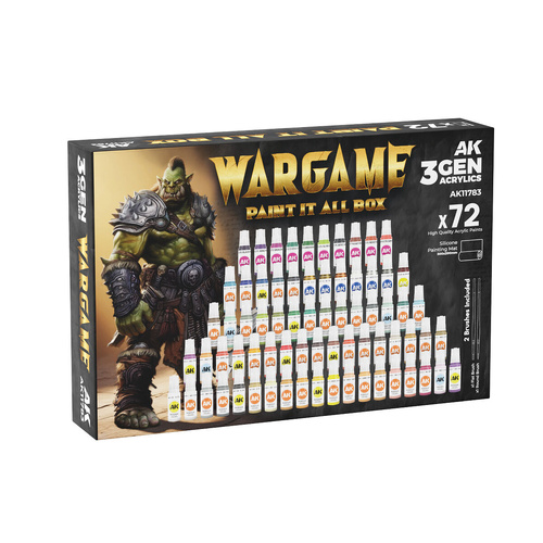 AK Interactive Wargame: Paint It All Box (72 Colours) Acrylic Paint Set 3rd Generation