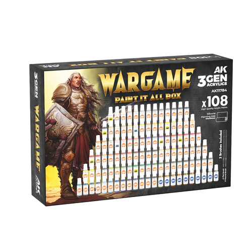 AK Interactive Wargame: Paint It All Box (108 Colours) Acrylic Paint Set 3rd Generation