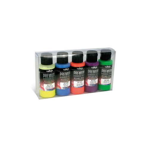 Vallejo Premium Colour Fluos Colors 5 Colour Set Acrylic Airbrush Paint [62102]