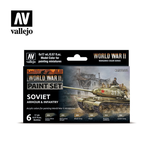 Vallejo Model Colour WWII Soviet Armour & Infantry Acrylic 6 Colour Paint Set [70202]