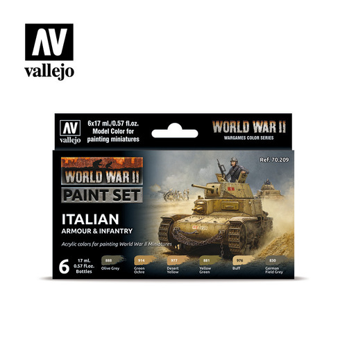 Vallejo Model Colour WWII Italian Armour & Infantry Acrylic 6 Colour Paint Set [70209]