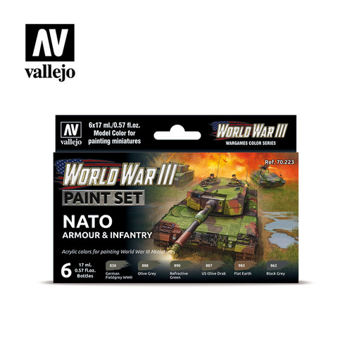 Vallejo Model Colour WWIII NATO Armour & Infantry Acrylic 6 Colour Paint Set [70223]