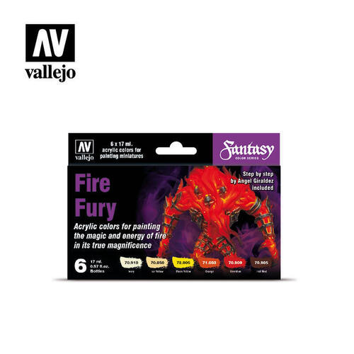 Vallejo Model Color Fire Fury Acrylic 6 Colour Paint Set [70243]