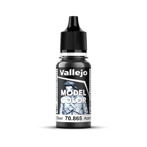Vallejo Model Colour #196 - Oily Steel - 18 ml Metallic Acrylic Paint