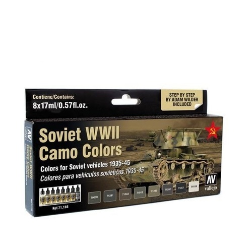 Vallejo Model Air Soviet AFV WWII Camo 8 Colour Acrylic Airbrush Paint Set [71188]