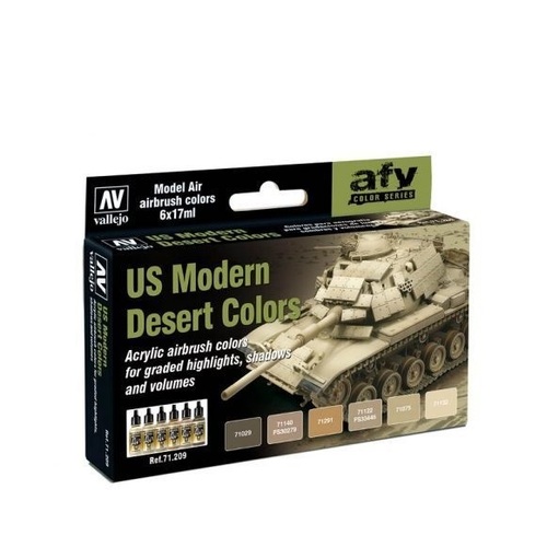 Vallejo Model Air US Modern Desert 6 Colour Acrylic Paint Set [71209]