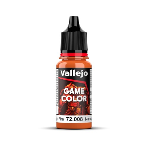 Vallejo Game Colour Orange Fire 18ml Acrylic Paint - New Formulation