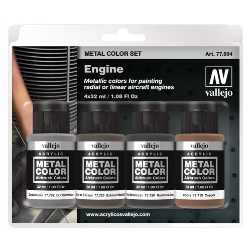 Vallejo Metal Colour Engine 4 Colour Acrylic Paint Set [77604]