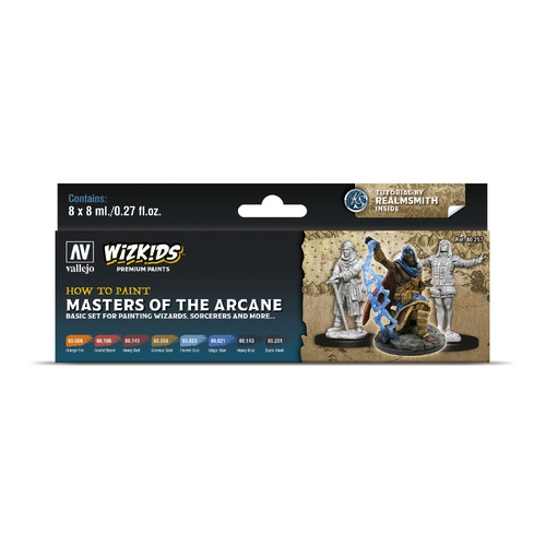 Vallejo Wizkids Premium set: Masters of the Arcane Acrylic Paint Set (8 Colour Set) [80257]