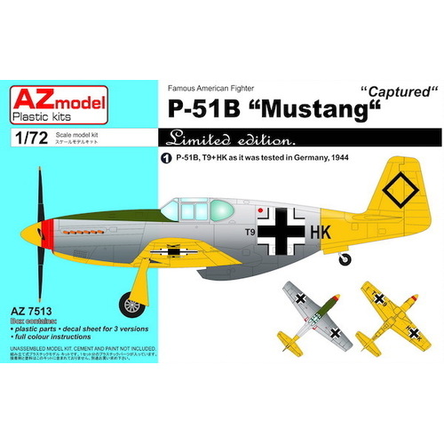 AZ Models 1/72 P-51B Mustang Captured Plastic Model Kit [AZ7513]