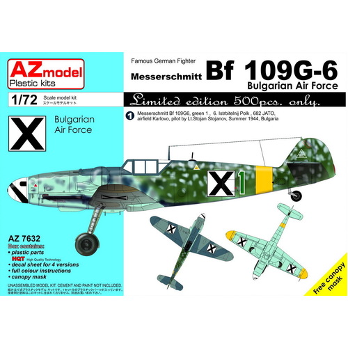 AZ Models 1/72 Bf 109G-6 Bulgarian Air Force Plastic Model Kit [AZ7632]