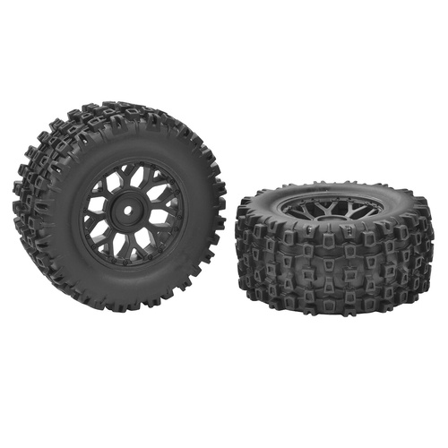 Team Corally - Tire set Glued on Black Rims - 1 pair