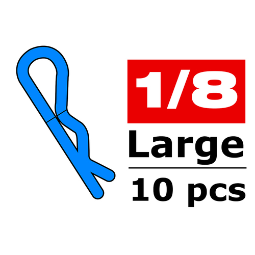 Team Corally - Body Clips - 45° Bent - Large - Blue - 10 pcs