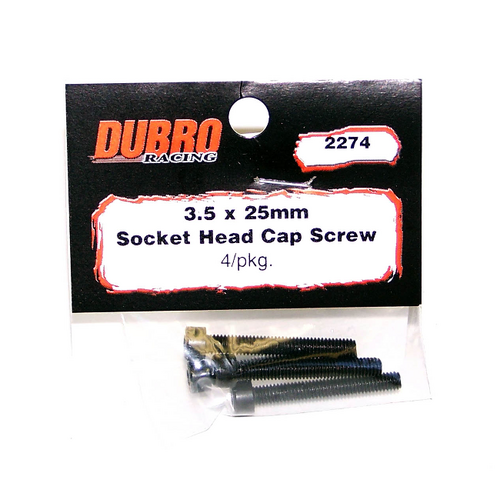 ###(DISCONTINUED) DUBRO 2274 3.5MM X 25 SOCKET-HEAD CAP SCREWS (4 PCS/PACK)