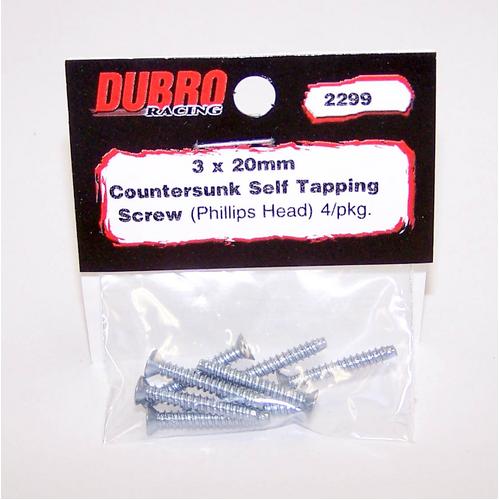 DUBRO 2299 3.0MM X 20 PHILLIPS-HEAD COUNTERSUNK SELF-TAPPING SCREWS (8/PACK