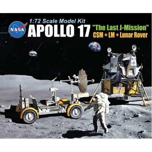 Dragon 1/72 Apollo 17 "The Last J-Mission" CSM + LM + Lunar Rover Plastic Model Kit [11015]