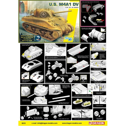 Dragon 1/35 U.S. M4A1 DV (w/ Magic Tracks) Plastic Model Kit [6618]