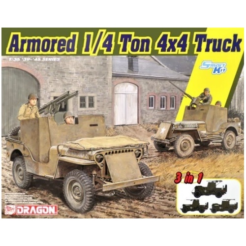 Dragon 1/35 Armored 1/4-Ton 4x4 Truck w/.50-cal Machine Gun Plastic Model Kit [6727]